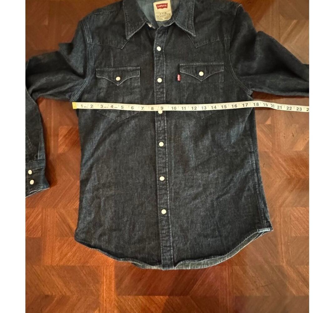 Levi’s Men’s Small Western Denim Shirt Dark Blue - Pearl Snap 65816-0005 - Picture 6 of 14